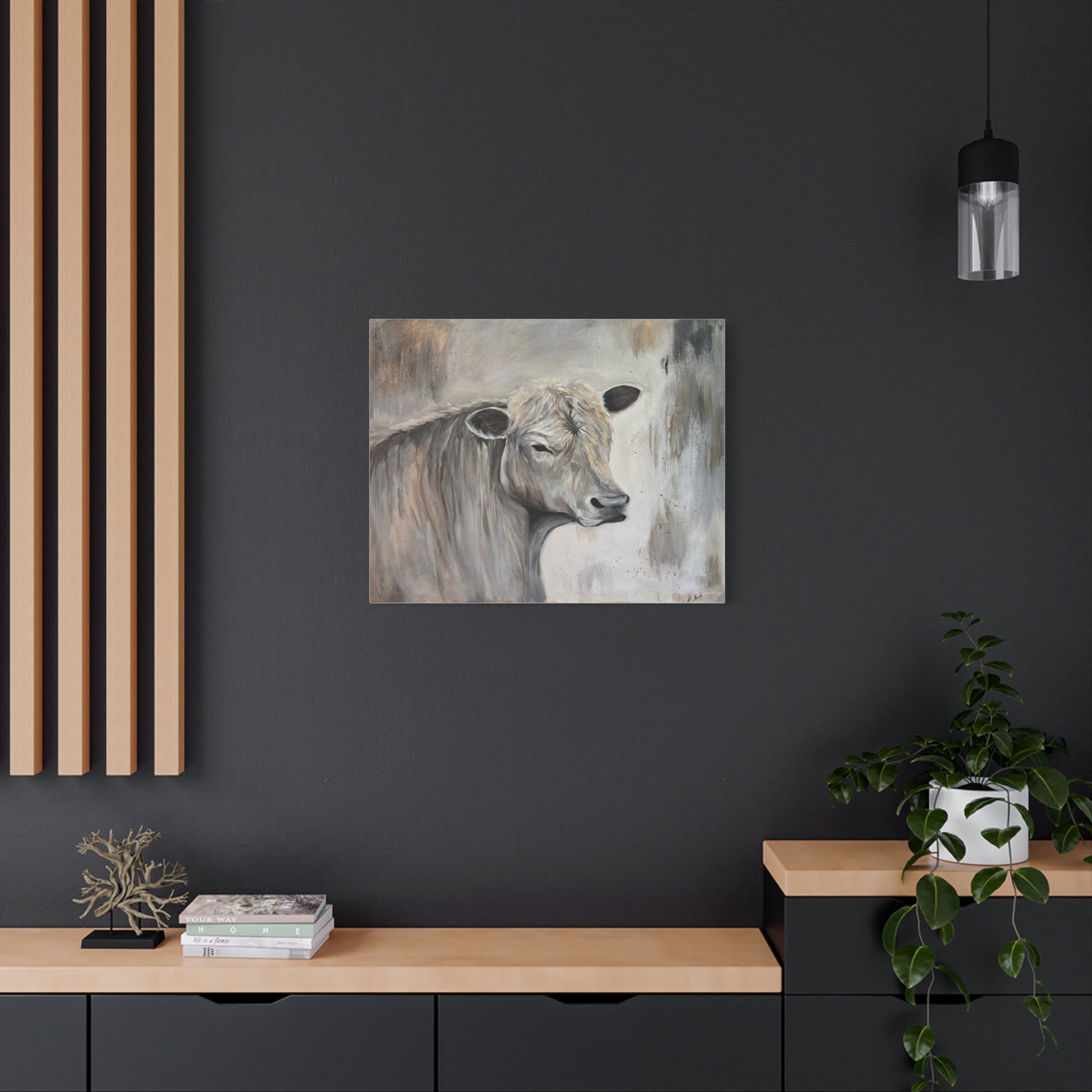 Lazy day Charolais" Printed Matte Canvas, Stretched, 1.25"